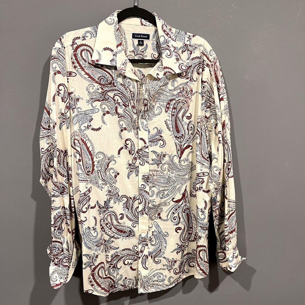 Club Room paisley long sleeve button down shirt (XL)